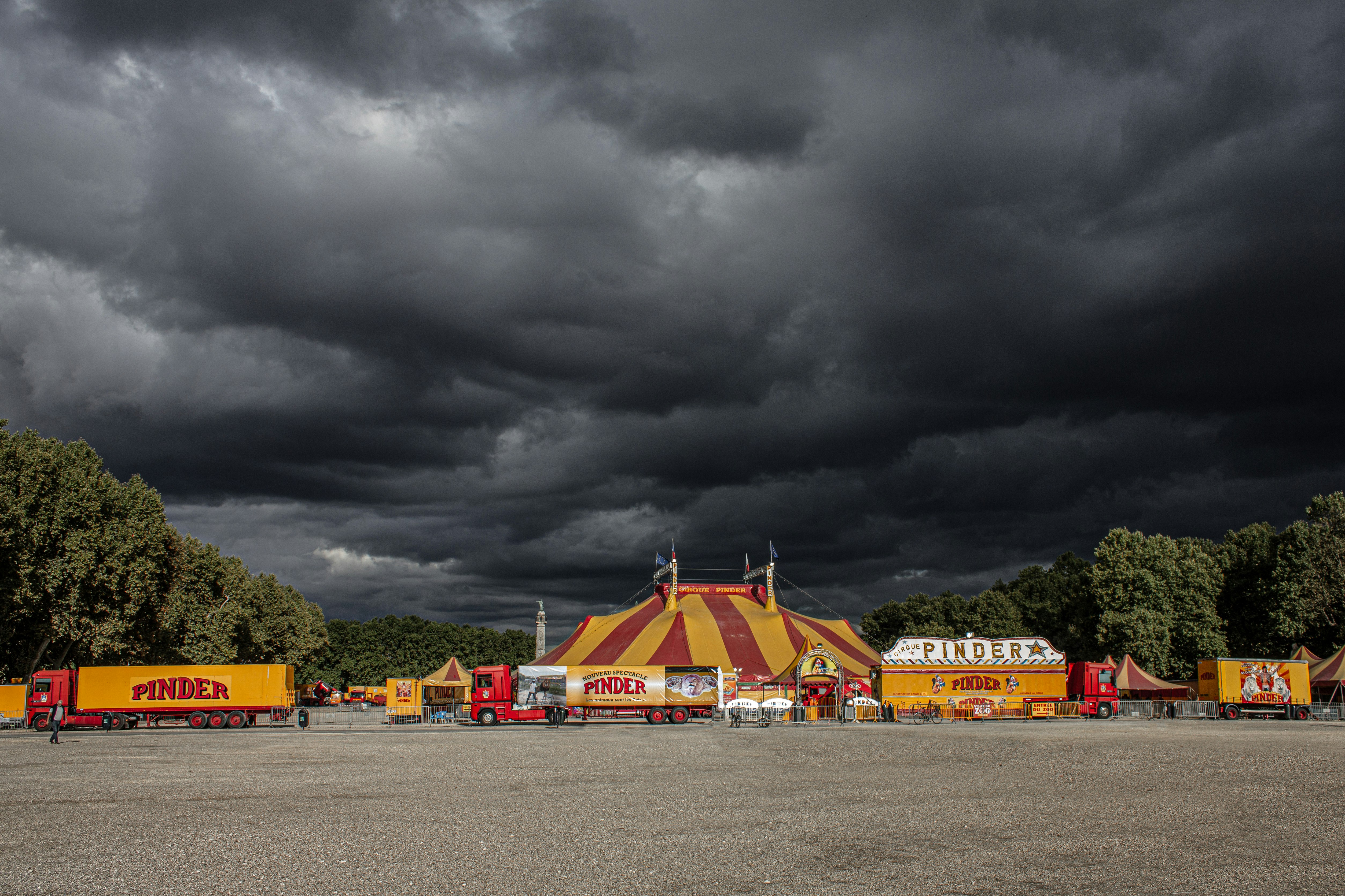 circus underneath cumulus clouds